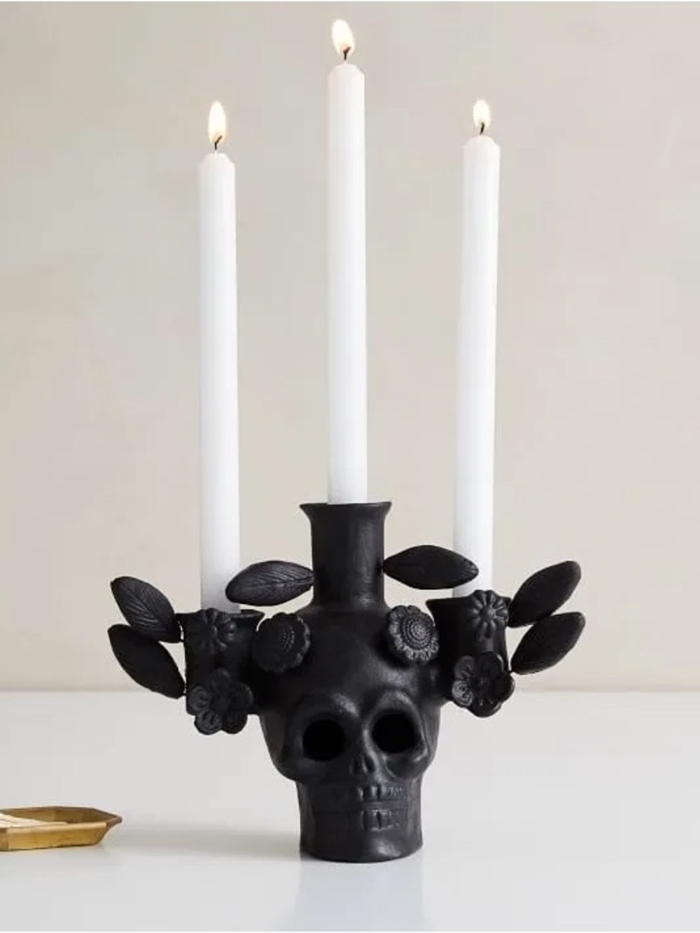 West Elm Terracotta Skull Candelabra